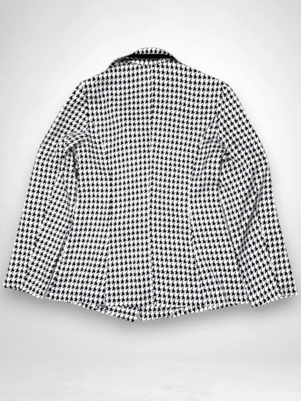 Houndstooth Double Breasted Blazer Jacket Pearl Button Career Office S - Picture 2 of 5